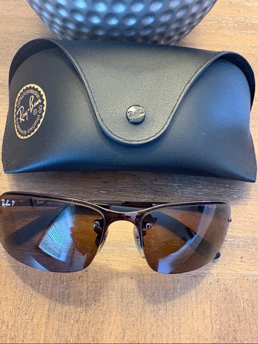 Ray-Ban Brown Gradient Rimless Sunglasses with Black Case